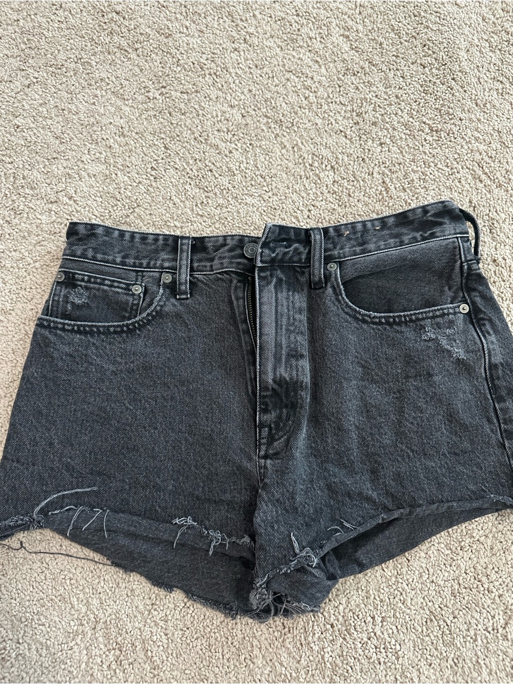 Women’s High-Rise Distressed Black Denim Shorts